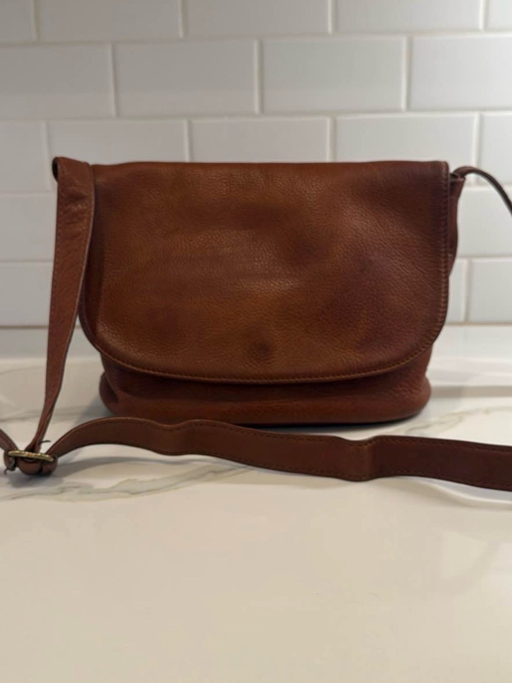 Vintage Coach Brown Pebbled Leather Crossbody Bag